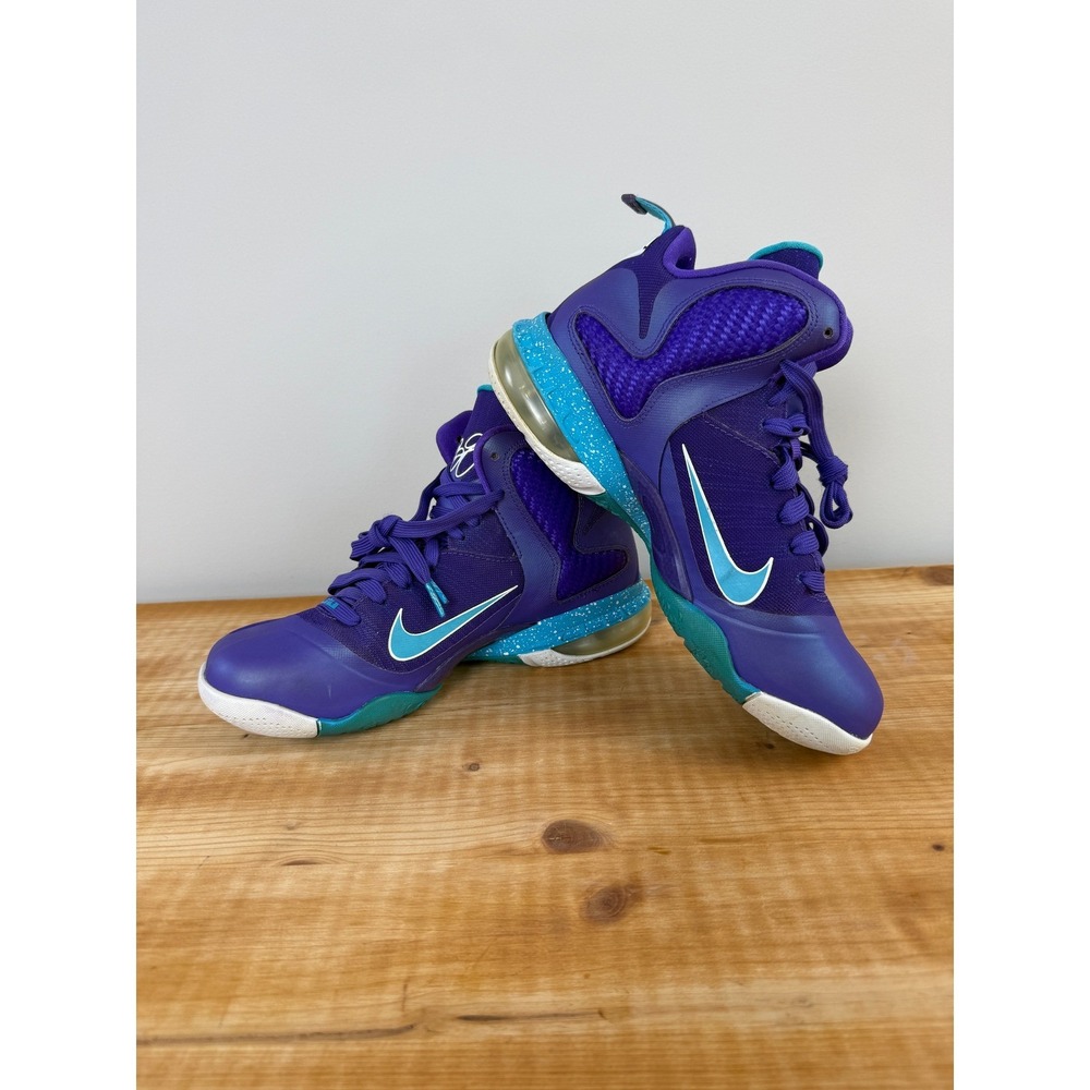 Kids Nike LeBron 9 Summit Lake Hornets Kids 6Y Purple Turquoise Basketball Shoes